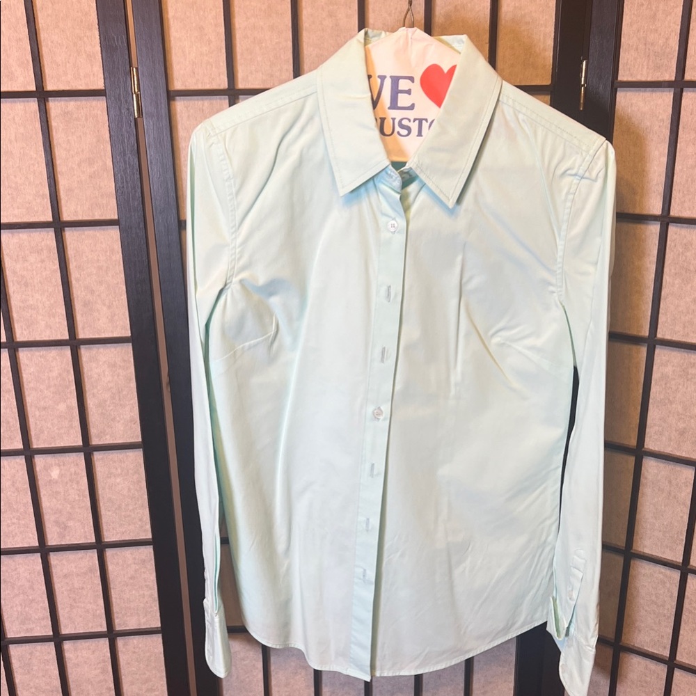 Boston Proper Light Green Fitted Shirt